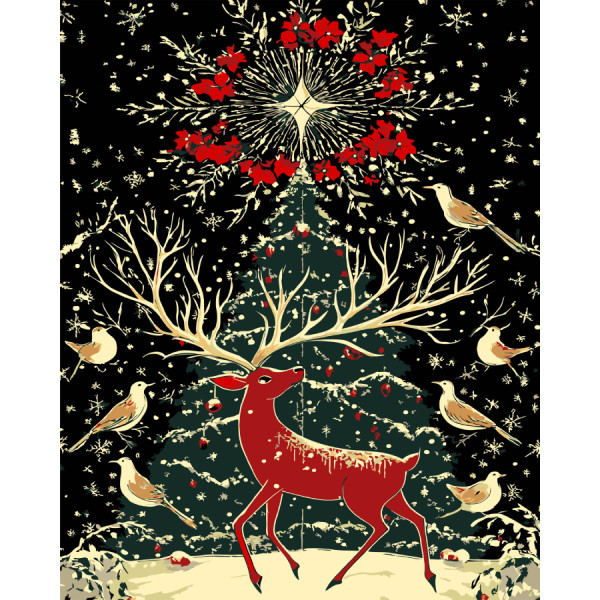 Фото - Картина за номерами Strateg Фантастичний олень на чорному фоні 40х50 см (AH1241)