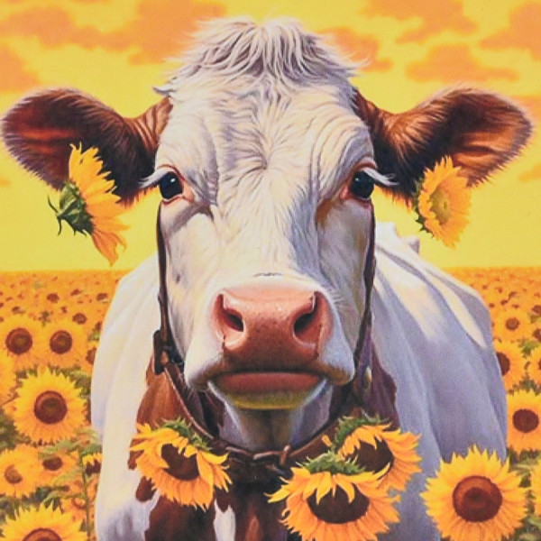 Фото - Алмазний живопис Strateg Корова на тлі безмежної природи 30х30 см (HEE16335)