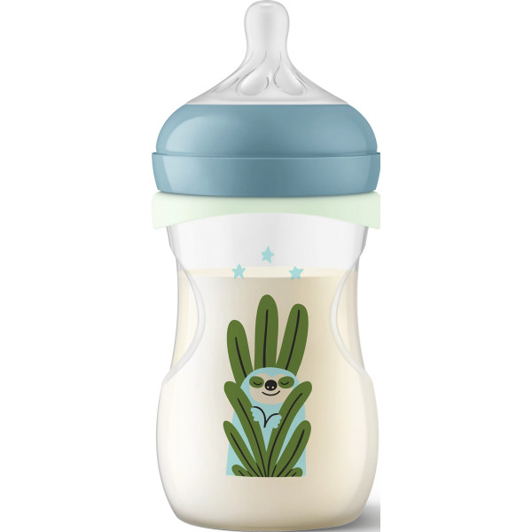Фото - Бутылочка для кормления Philips Avent ночная Natural Естественный поток, 260 мл + Соска Ultra Soft 0-6 мес. (SCD838/17)