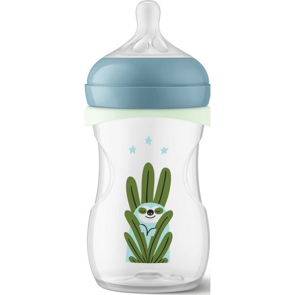Фото - Бутылочка для кормления Philips Avent ночная Natural Естественный поток, 260 мл + Соска Ultra Soft 0-6 мес. (SCD838/17)