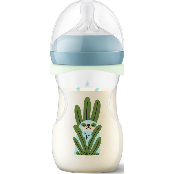 Фото - Бутылочка для кормления Philips Avent ночная Natural Естественный поток, 260 мл + Соска Ultra Soft 0-6 мес. (SCD838/17)