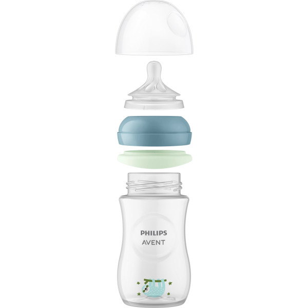 Фото - Бутылочка для кормления Philips Avent ночная Natural Естественный поток, 260 мл + Соска Ultra Soft 0-6 мес. (SCD838/17)