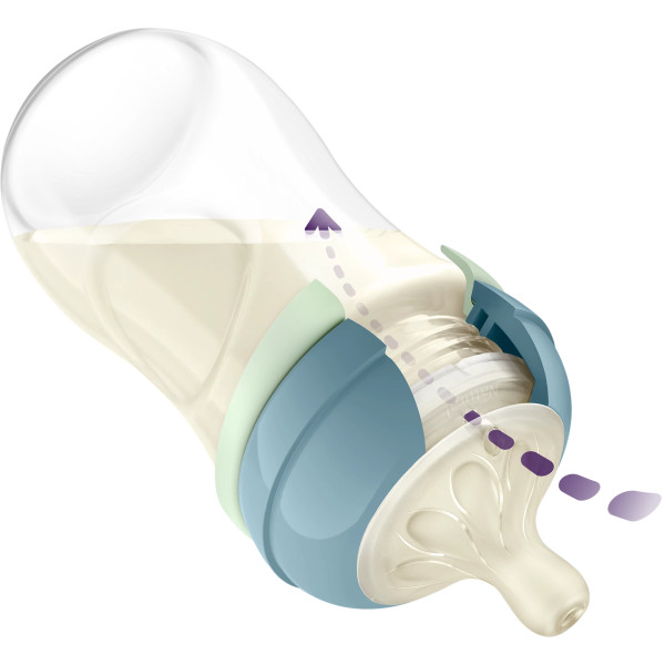 Фото - Бутылочка для кормления Philips Avent ночная Natural Естественный поток, 260 мл + Соска Ultra Soft 0-6 мес. (SCD838/17)