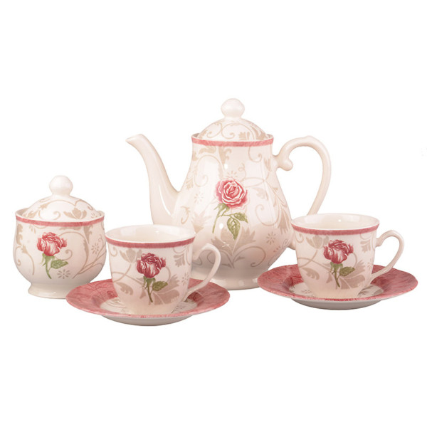 Фото - Сервіз чайний Claytan Ceramics Дамаск фловер пінк на 6 персон (910-084)