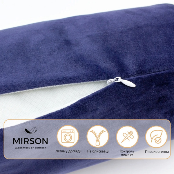 Фото - Подушка валик MirSon №8399 Velvet Line 28-0006 Navy blue BamBoo 100х16 см (2200006253839)
