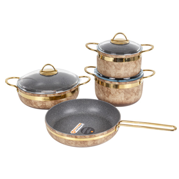 Фото - Набір посуду Brioni Royal Stone Ti̇gereye Gold 4 пр. (764-070)