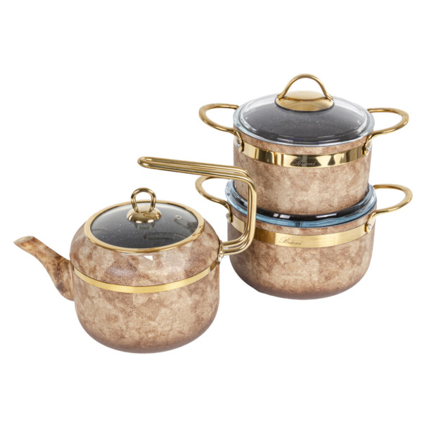 Фото - Набір посуду Brioni Royal Stone Ti̇gereye Gold 3 пр. (764-071)