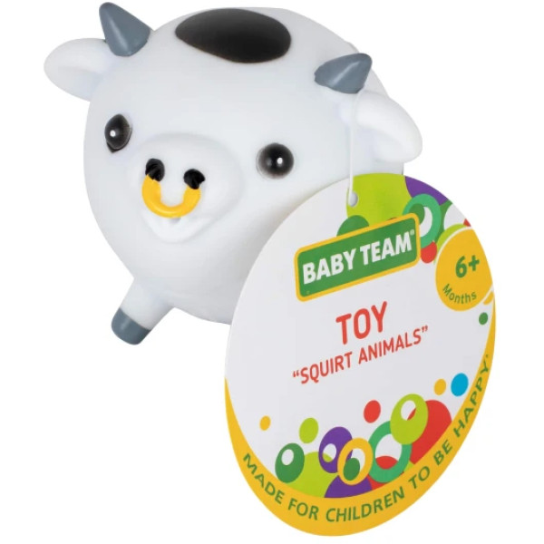 Фото - Іграшка для ванної Baby Team Веселі тваринки з бризкалкою (8750_корівка з чорними плямами)