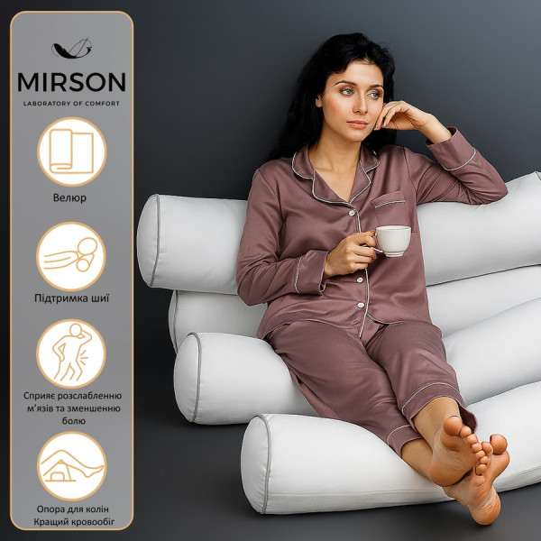 Фото - Подушка валик MirSon №8521 Velvet Line 28-0001 White 50% Memory 15x50 см (2200006340300)