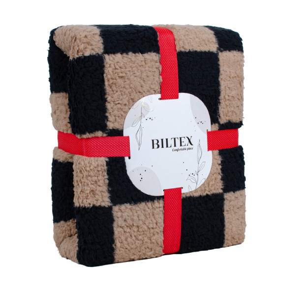 Фото - Плед двоспальний Biltex шерпа Derby dark 180х200 (2000998979065)