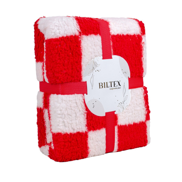 Фото - Плед евро Biltex шерпа Derby red 200х220 (2000998979102)