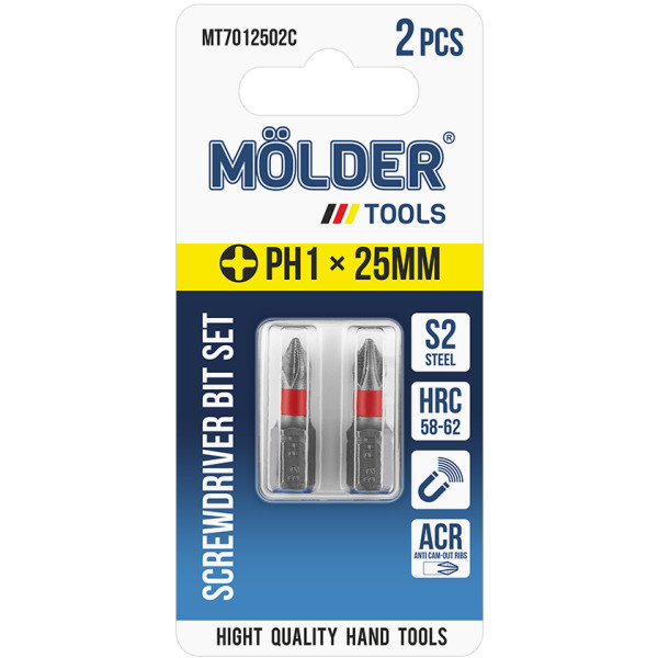 Фото - Біта для викрутки Molder PH1x25 мм 2 шт. (MT7012502C)