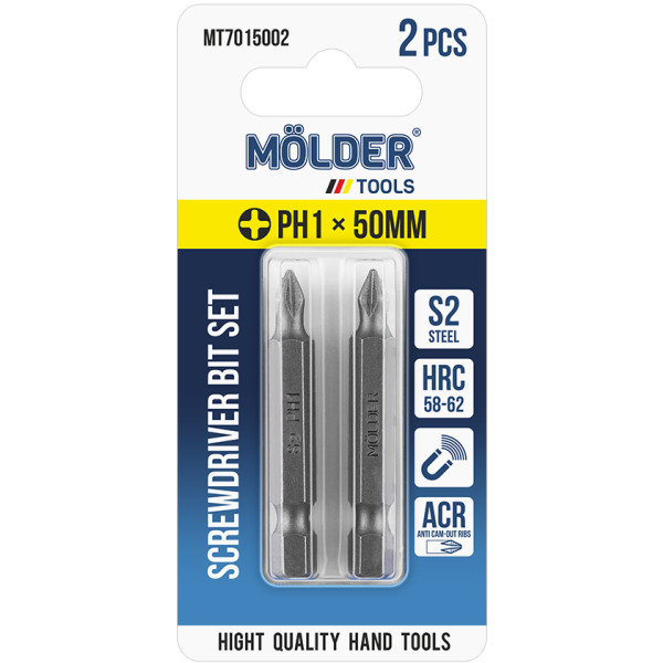 Фото - Набор бит для отвертки Molder PH1x50 мм 2 шт. (MT7015002)