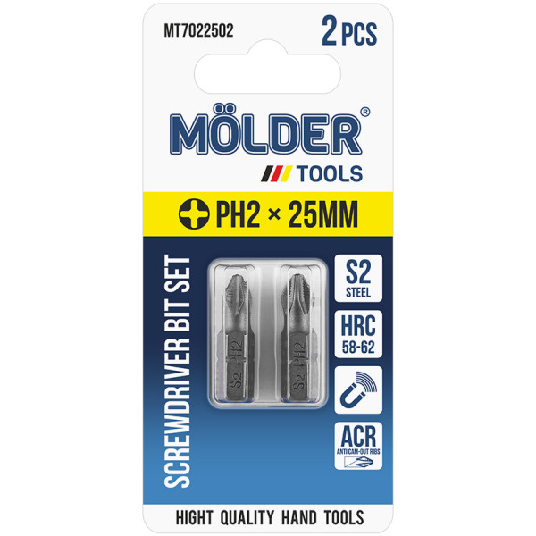 Фото - Набор бит для отвертки Molder PH2x25 мм 2 шт. (MT7022502)