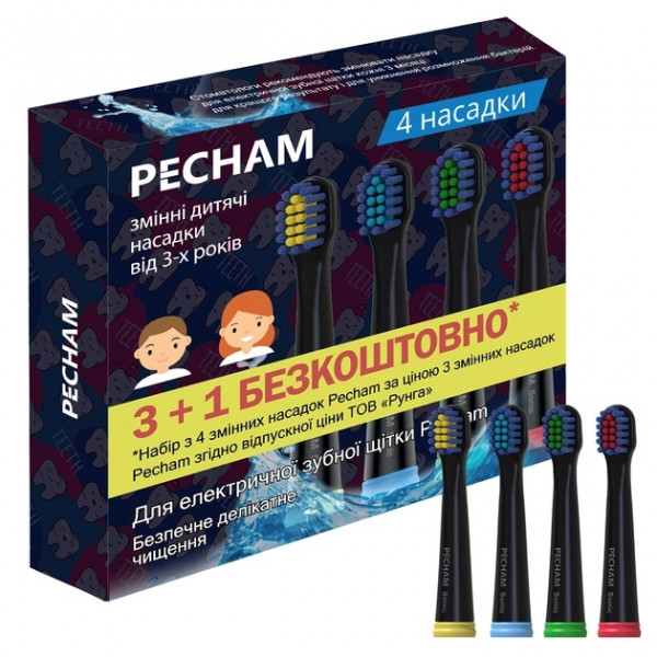 Фото - Насадка для зубной щетки Pecham Черные 4 шт.