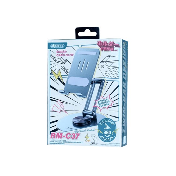 Фото - Подставка для мобильного устройства Remax Alloy Foldable Rotatable Phone&Tablet Universal Holder RM-C37" Green (6954851254492)