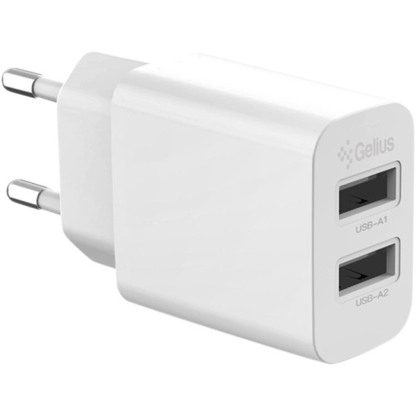 Фото - Мережевий зарядний пристрій Gelius Simple GP-HC059 2USB/2.4A + кабель Lightning White (100447)