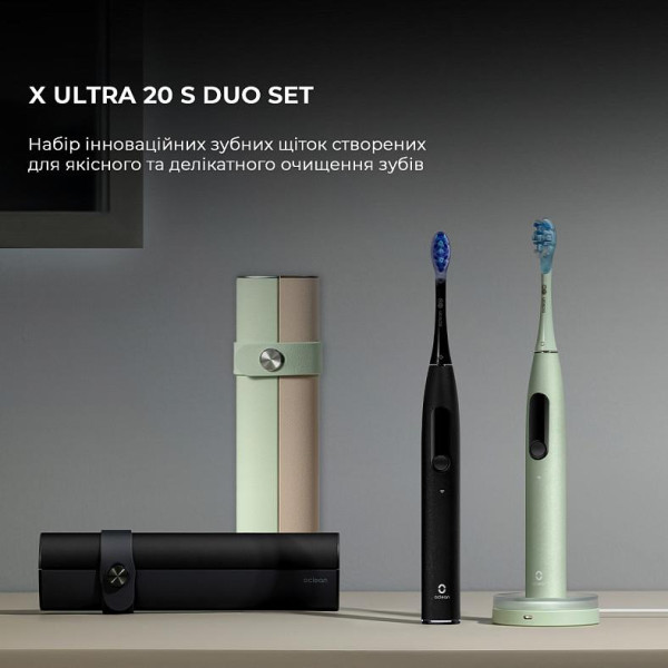 Фото - Зубная щетка электрическая Oclean X Ultra 20 S Duo Set Green+Black (6970810557152)