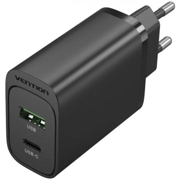 Фото - Мережевий зарядний пристрій Vention 2xUSB 38W (USB-C+USB-A) PD+QC3.0 (FBIB0-EU)