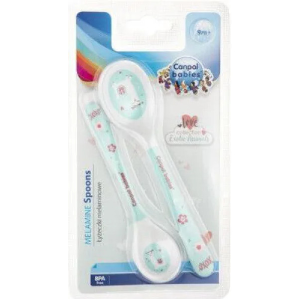 Фото - Набір дитячих столових приборів для малюка Canpol babies з меламiну 2 шт. EXOTIC ANIMALS - бірюзовий (4/530_tur)