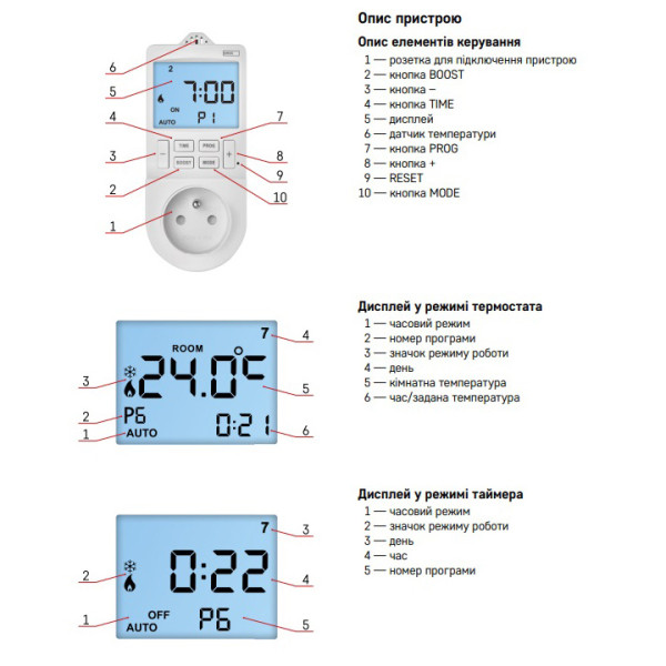 Фото - Терморегулятор EMOS P56601SHt 2-в-1 з цифровим таймером, штепсельною вилкою, WiFi