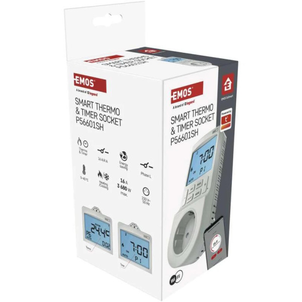 Фото - Терморегулятор EMOS P56601SHt 2-в-1 з цифровим таймером, штепсельною вилкою, WiFi