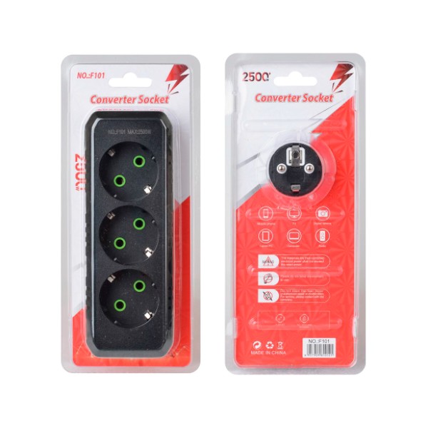 Фото - Розгалужувач 220В Voltronic F101-Black, 3 роз.