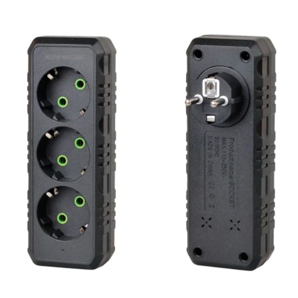 Фото - Розгалужувач 220В Voltronic F101-Black, 3 роз.