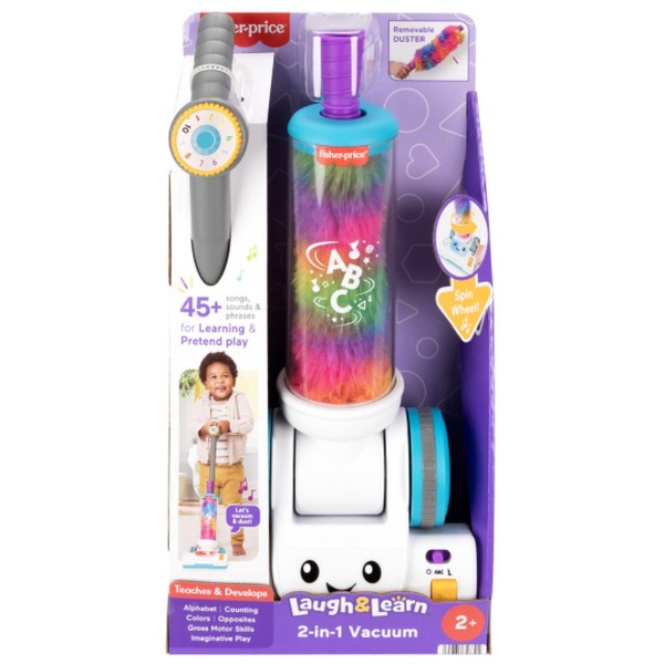 Фото - Сюжетно-рольова гра. Будинок. Побутова техніка Fisher-Price Пилосос "Веселе прибирання" 2-в-1 (укр.) (JMM37)