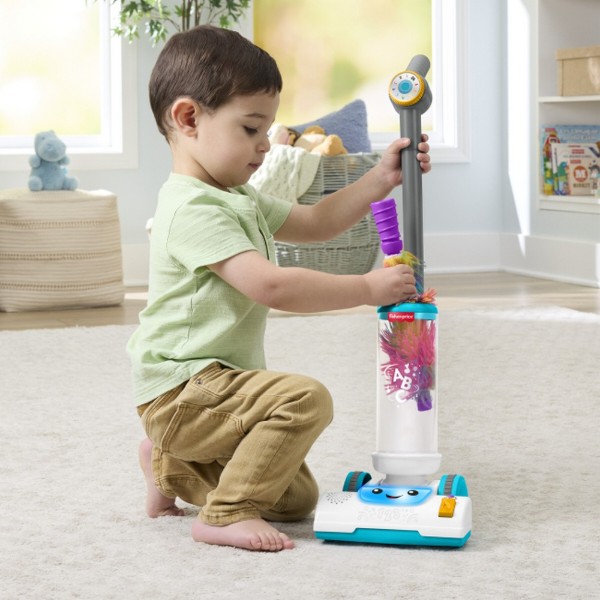 Фото - Сюжетно-рольова гра. Будинок. Побутова техніка Fisher-Price Пилосос "Веселе прибирання" 2-в-1 (укр.) (JMM37)