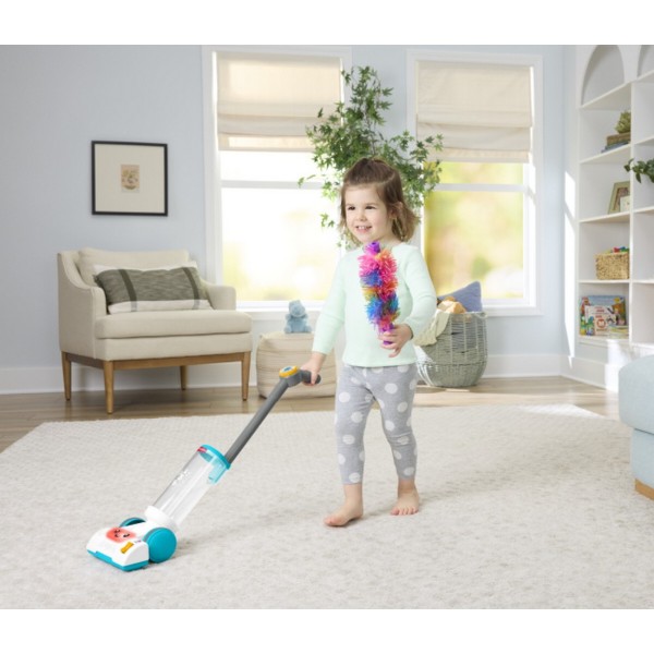 Фото - Сюжетно-рольова гра. Будинок. Побутова техніка Fisher-Price Пилосос "Веселе прибирання" 2-в-1 (укр.) (JMM37)