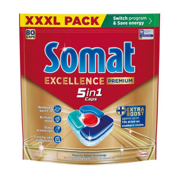Фото - Таблетка для посудомийної машини Somat Экселенс 5-в-1, 80 шт.