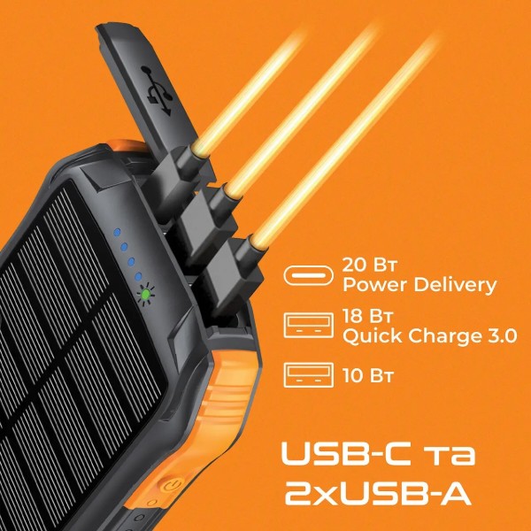 Фото - Батарея мобільна Promate Solartank-10pdqi 10000mAh Black