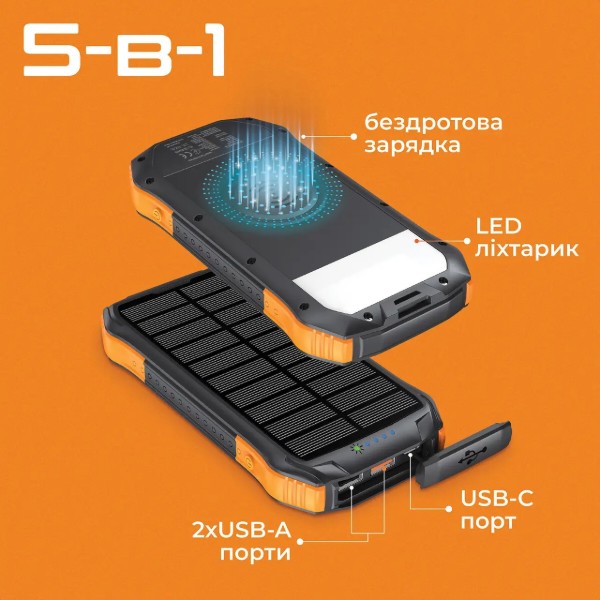 Фото - Батарея мобільна Promate Solartank-10pdqi 10000mAh Black