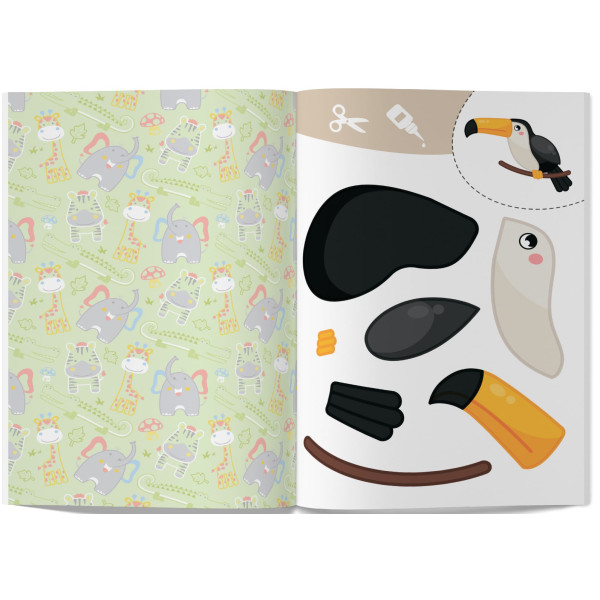 Фото - Набір для виготовлення аплікацій Crystal Book Вирізаємо та клеїмо. Об'ємні саморобки. Зоопарк (9786175471982)