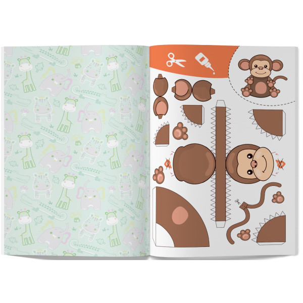 Фото - Набір для виготовлення аплікацій Crystal Book Вирізаємо та клеїмо. Об'ємні саморобки. Зоопарк (9786175471982)