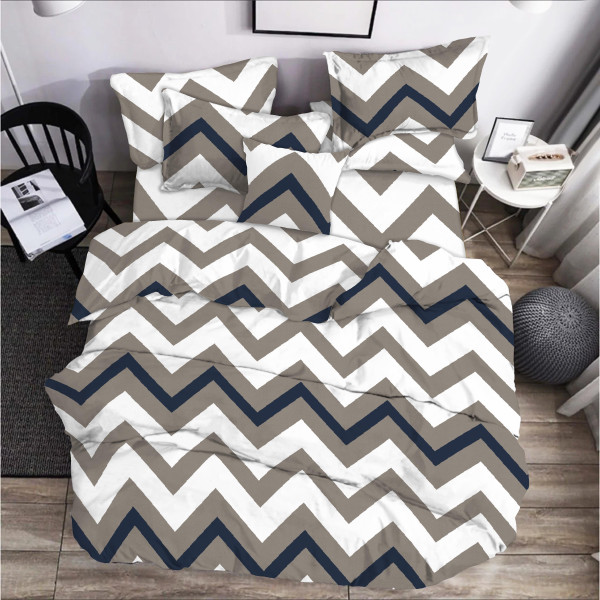 Фото - Комплект постільної білизни Zastelli ZIGZAG сіро-синій бязь 2х145х210 Різнокольоровий (20441)