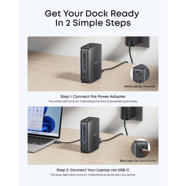 Фото - Хаб USB Anker Nano Docking Station 13-in-1, Triple Display, Built-In Rem. Hub Black (A83C3311)