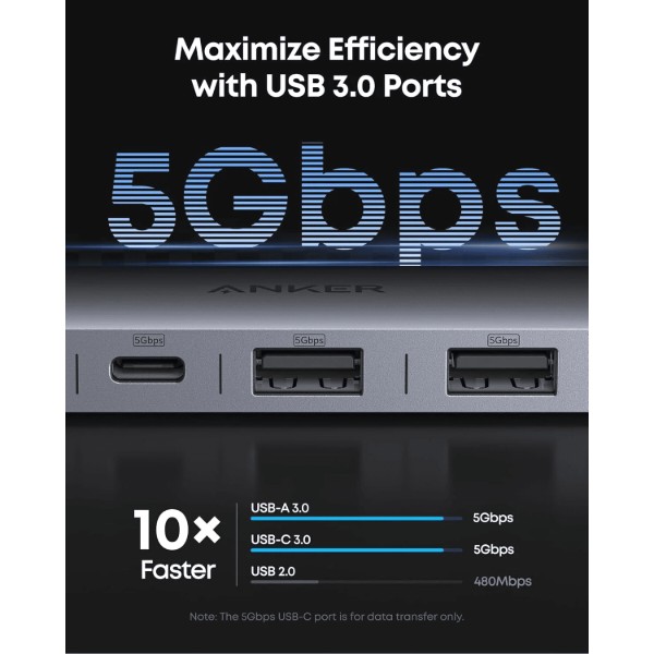 Фото - Хаб USB Anker Nano USB-C Hub 7-in-1, PD in 100W, 4K HDMI, 2xUSB-A, USB-C, SD Black (A83D2HA1)