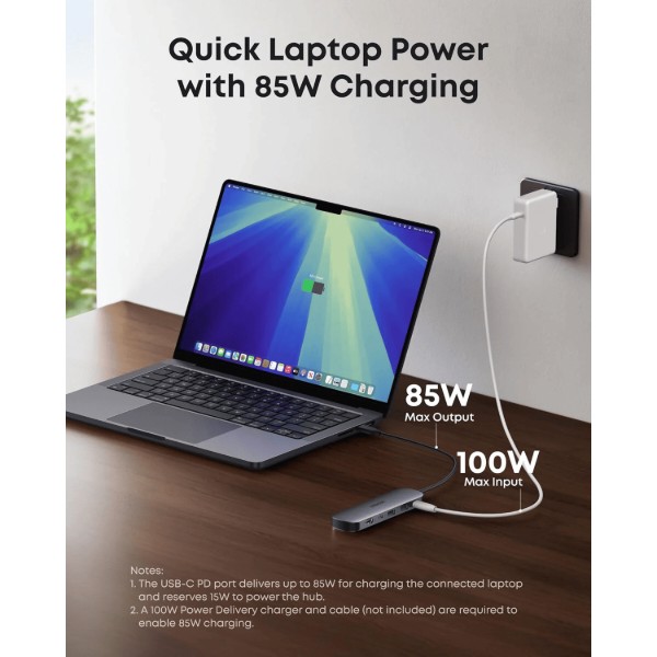 Фото - Хаб USB Anker Nano USB-C Hub 7-in-1, PD in 100W, 4K HDMI, 2xUSB-A, USB-C, SD Black (A83D2HA1)