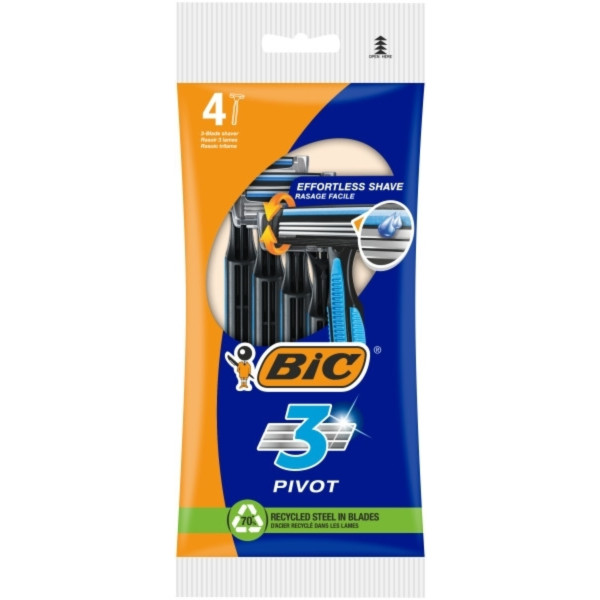 Фото - Станок чоловічий BIC Півот 4 шт. (3086124143899)