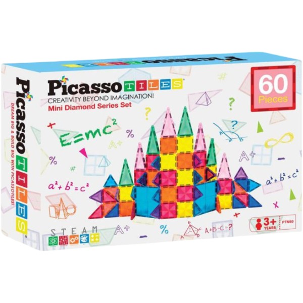 Фото - Магнитный конструктор Picasso Tiles MINI DIAMOND SERIES SET 60 деталей (22303)
