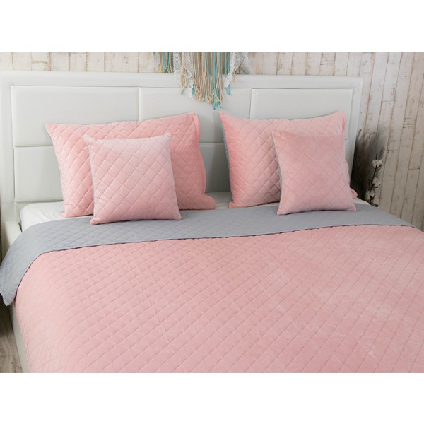 Фото - Чохол для подушки Руно велюр 50х70 (382.55_Pink and Grey ромб)