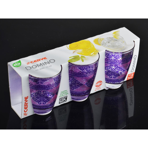 Фото - Набір склянок Cerve Шарм фуксія 3 шт. 300 мл (650-664)