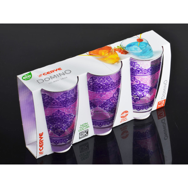 Фото - Набір склянок Cerve Шарм фуксія 3 шт. 400 мл (650-665)