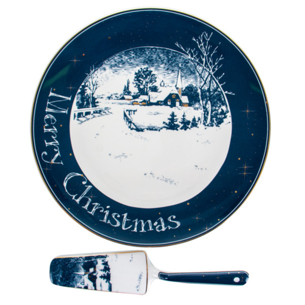 Фото - Блюдо Lefard для торта з лопаткою New christmas 26 см (924-723)