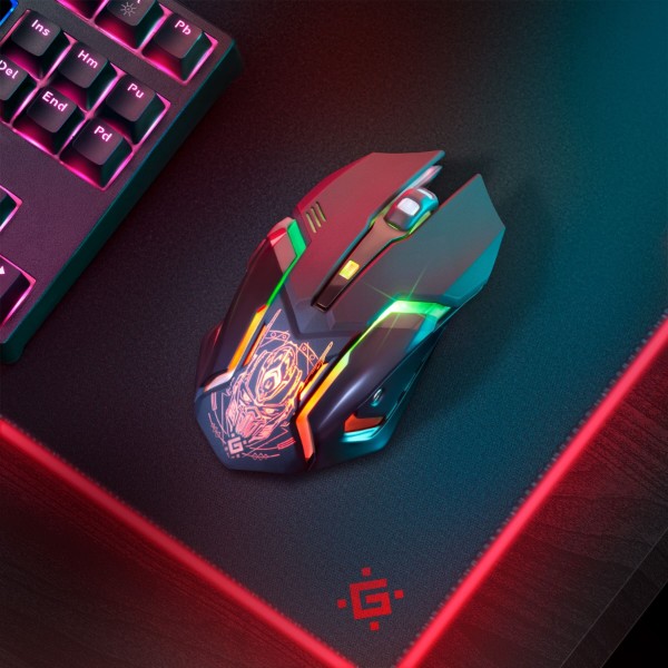 Фото - Мышь беспроводная игровая Defender Trigger GM-934, Gaming, LED,6 кн,3200dpi, rechargeable Black (52934)