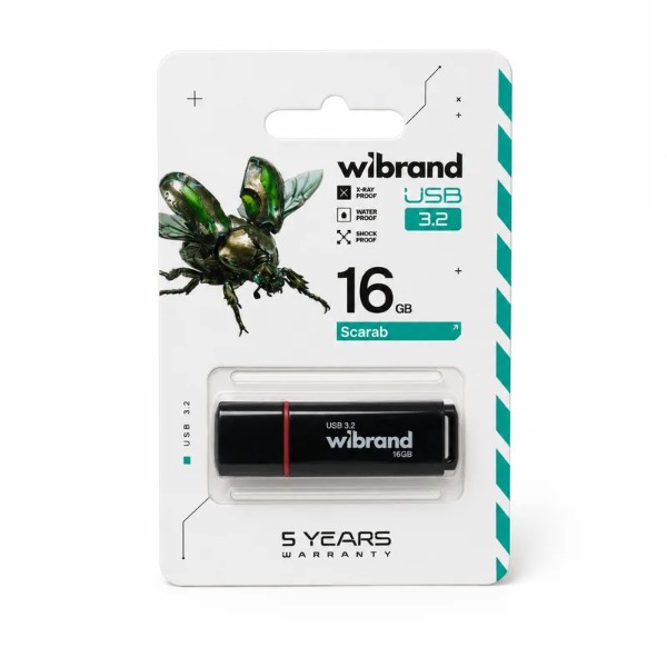 Фото - Флеш USB Wibrand USB 3.2 Gen1 Scarab 16GB Black (WI3.2/SC16P11B)