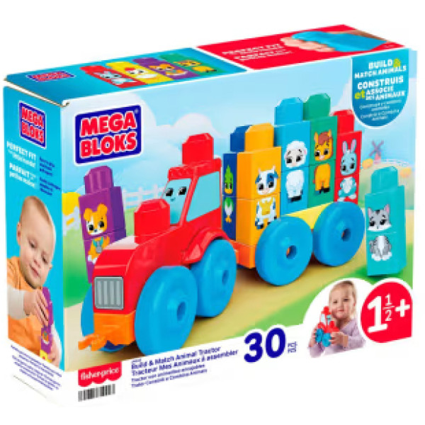 Фото - Пластиковый конструктор Mega Bloks "Трактор с животными" (JKG33)