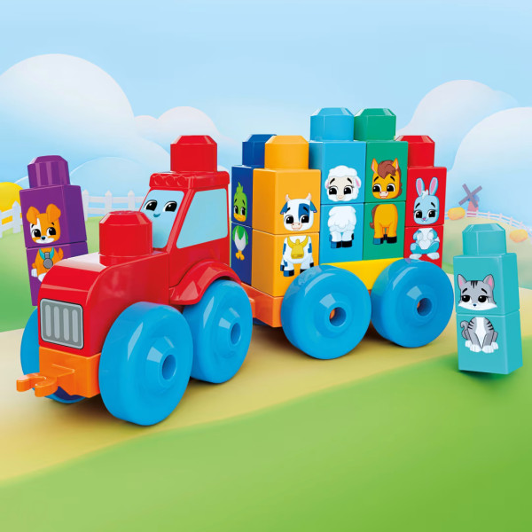 Фото - Пластиковый конструктор Mega Bloks "Трактор с животными" (JKG33)